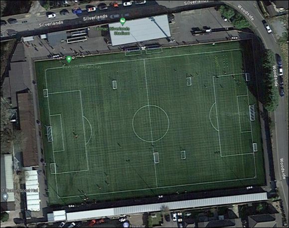 Silverlands - the home of Buxton FC (aerial photograph  Google Maps)