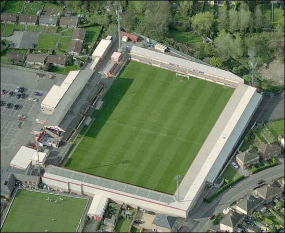 Whaddon Road - the home of Cheltenham Town FC (aerial photograph  Bing Maps)