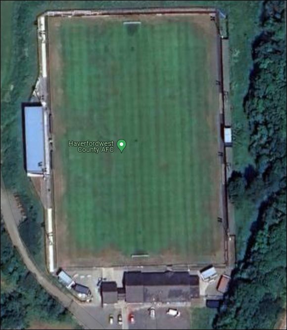 Ogi Bridge Meadow Stadium - the home of Haverfordwest County FC (aerial photograph  Google Maps)