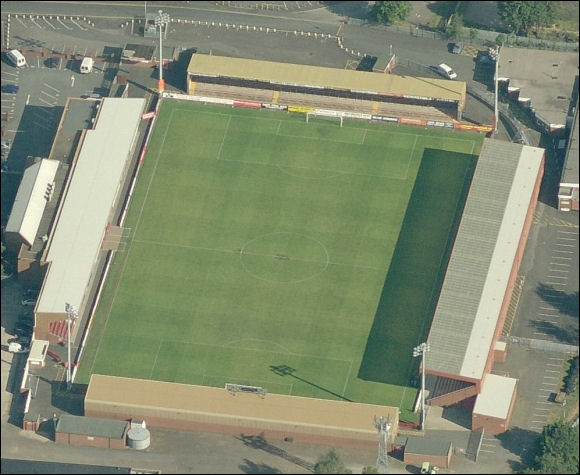 Aggborough - the home of Kidderminster Harriers FC (aerial photograph  Bing Maps)