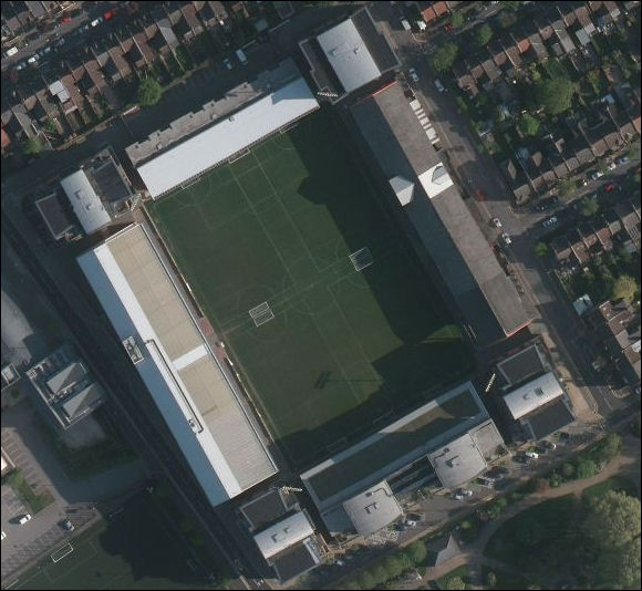 Brisbane Road - the home of Leyton Orient FC (aerial photograph  Bing Maps)