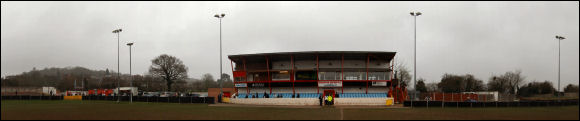 A panoramic photograph from the centre spot of the Valley Stadium at Redditch