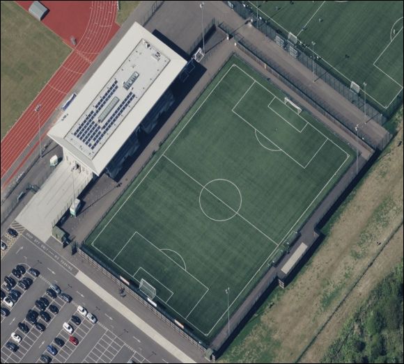 Elmbridge Sports Hub - the home of Walton & Hersham FC (aerial photograph  Bing Maps)