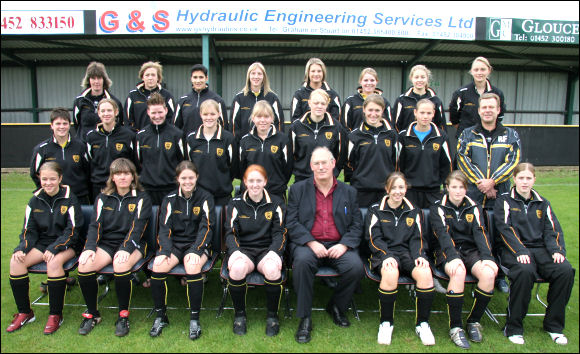 Gloucester City LFC line up with sponsor Eddie Eldridge of Softdata