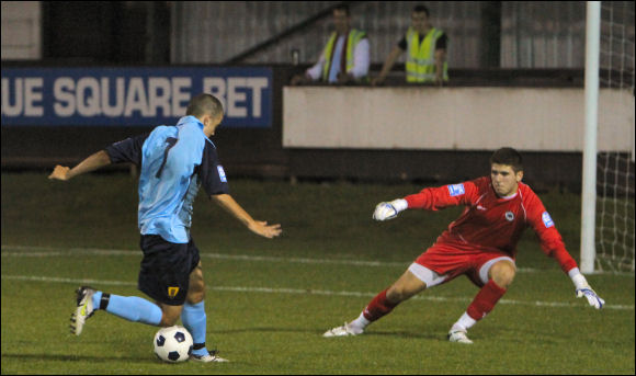 Tyler Weir is denied a great chance by Eastwood keeper James Severn