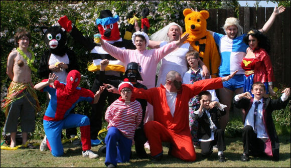 Some of the City fans in fancy dress at Droylsden