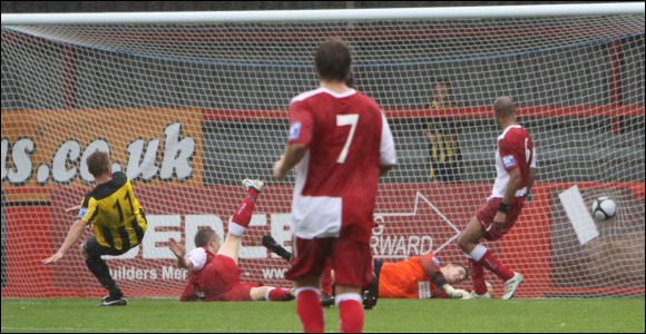 Jake scores the opening goal against Ilkeston Town on August 21st 2010