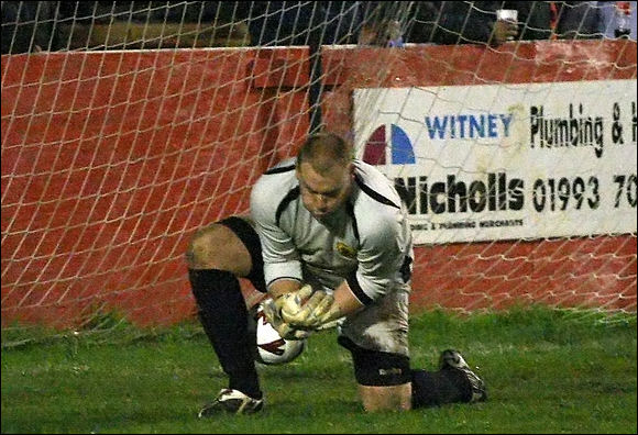 Kev Sawyer is almost beaten with a shot through his legs at Banbury