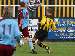 Luke Corbett 'earns' a penalty for Mangotsfield