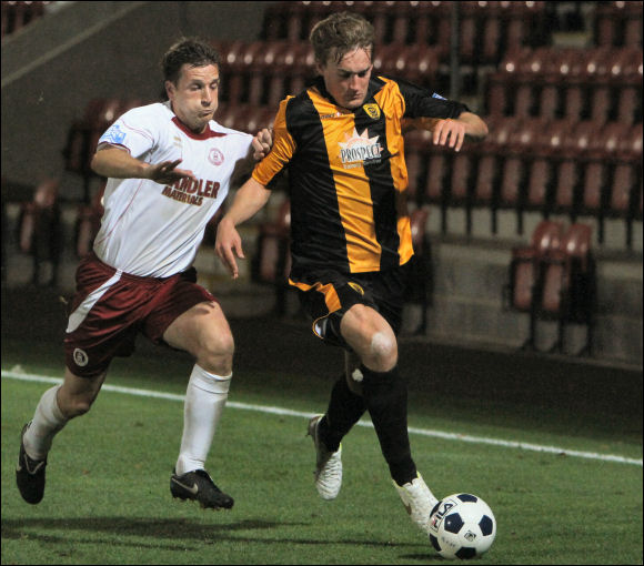 Will Morford leaves a Chelmsford defender in his wake