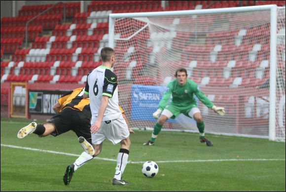 Will Morford goes down under pressure from a Halifax defender