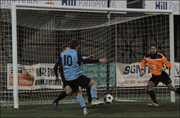 Will Morford spurns a great chance to score his and City's fourth goal at Histon