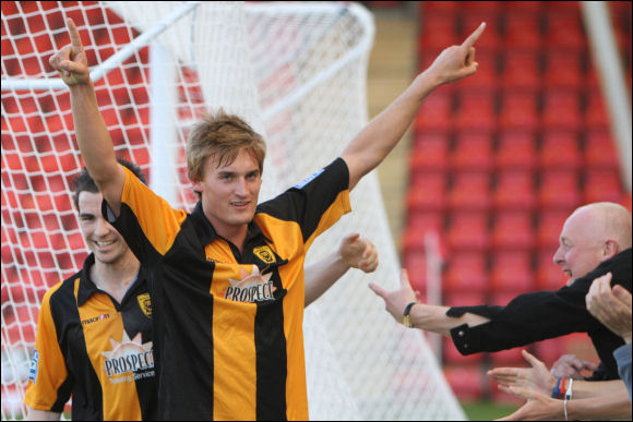 Will Morford celebrates after his goal makes it 3-1 to City today