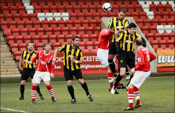 Darren Mullings heads the queue of City players to score against Workington