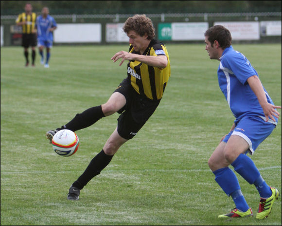 Lewis Pountney controls the ball at Bishops Cleeve where there was no hog roast