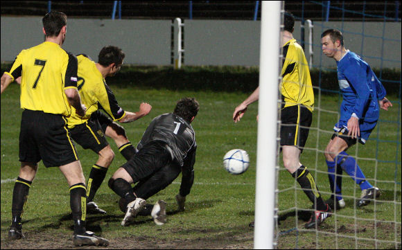 Jack Pitcher's shot is agonisingly blocked on the goalline by Jamie Reid