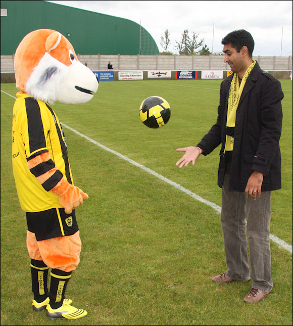 Roary the Tiger and City MP Parmjit Dhanda enjoy a post match kickabout