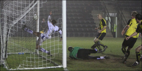 The Russian linesman says YES as Rosey's last minute header bounces over the goalline