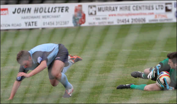 Former City keeper Chris Humphries denies Tom Webb at Yate